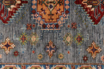 5x7 Gray and Ivory Kazak Tribal Rug