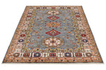 5x7 Gray and Ivory Kazak Tribal Rug