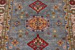 5x7 Gray and Ivory Kazak Tribal Rug