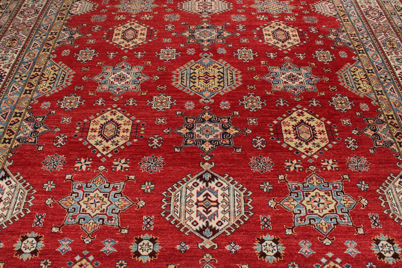 10x10 Red and Ivory Kazak Tribal Rug