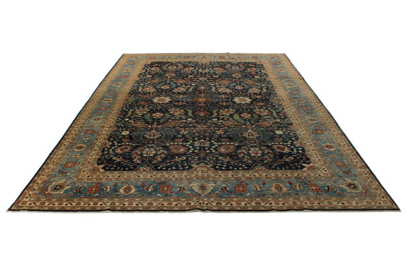 10x14 Navy and Light Blue Anatolian Traditional Rug