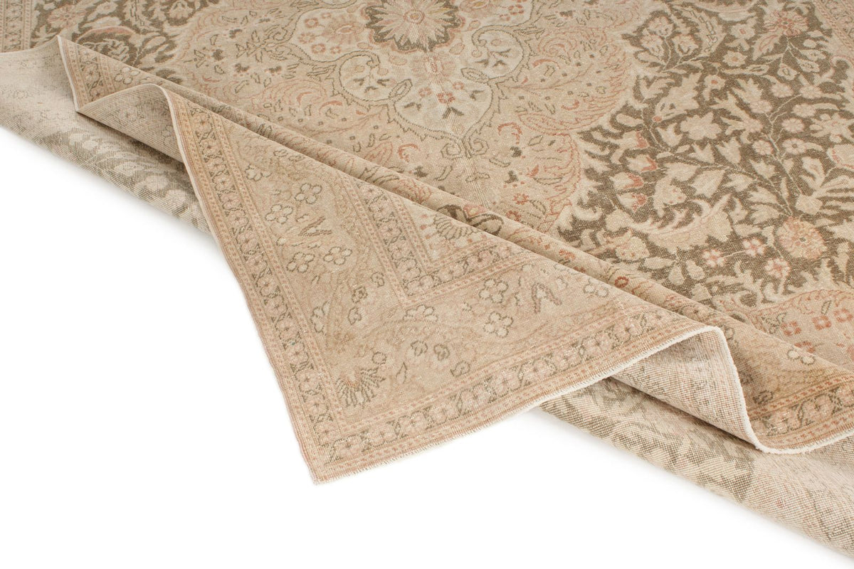 7x10 Beige and Brown Turkish Traditional Rug