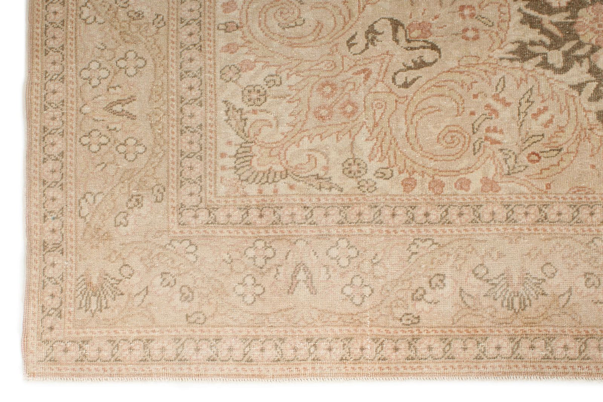 7x10 Beige and Brown Turkish Traditional Rug