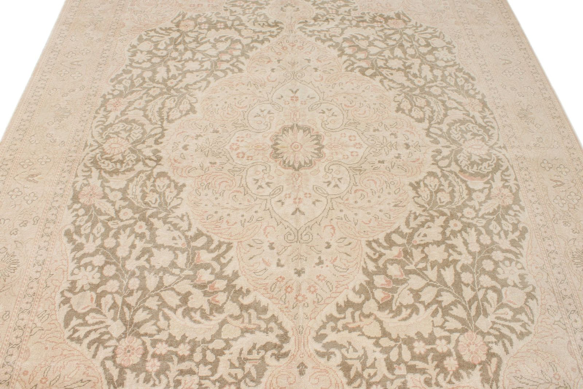 7x10 Beige and Brown Turkish Traditional Rug