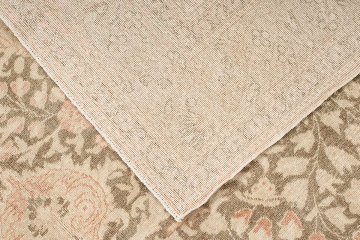 7x10 Beige and Brown Turkish Traditional Rug