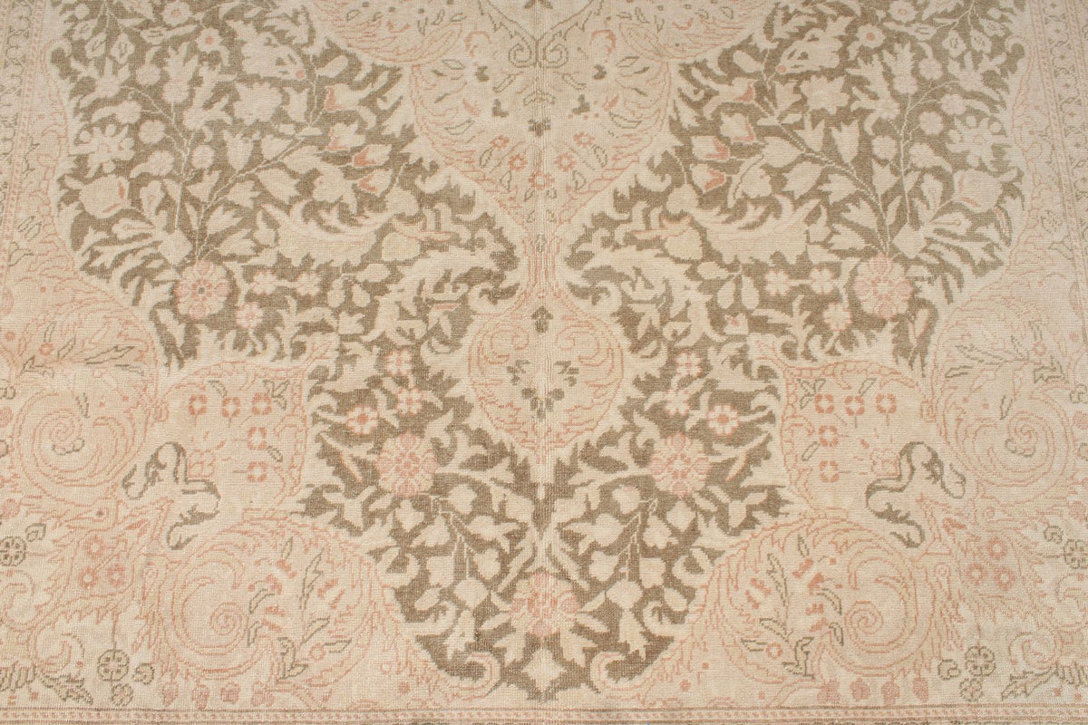 7x10 Beige and Brown Turkish Traditional Rug