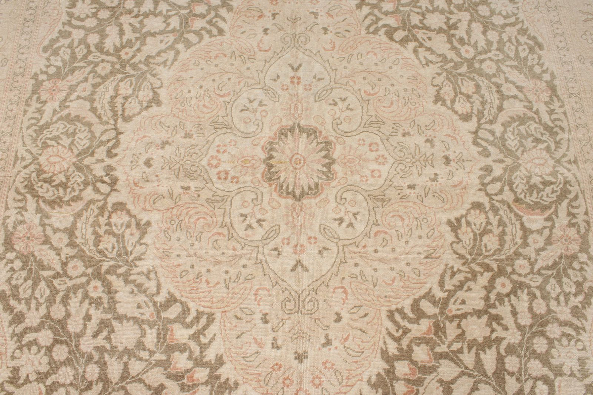 7x10 Beige and Brown Turkish Traditional Rug