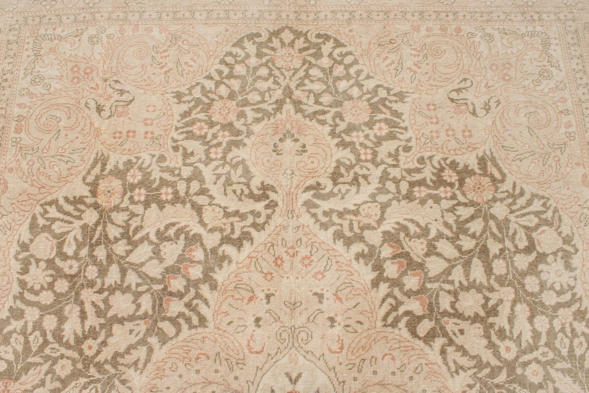 7x10 Beige and Brown Turkish Traditional Rug