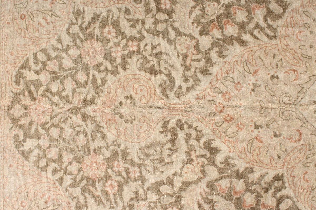 7x10 Beige and Brown Turkish Traditional Rug