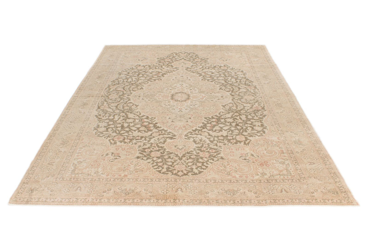 7x10 Beige and Brown Turkish Traditional Rug
