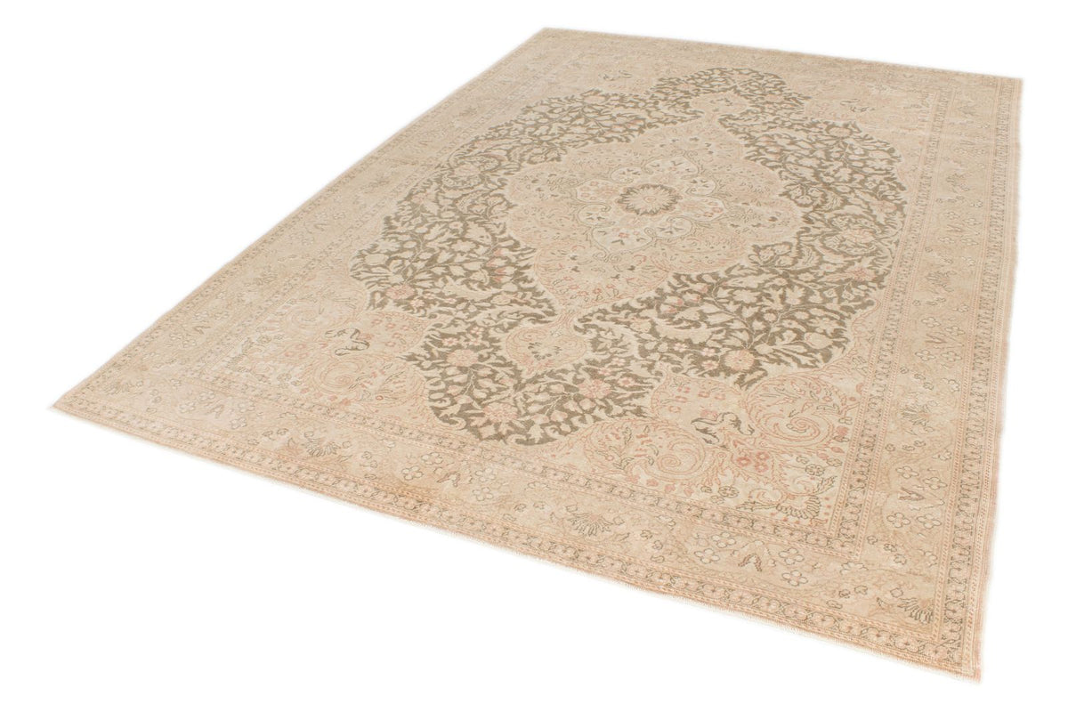 7x10 Beige and Brown Turkish Traditional Rug