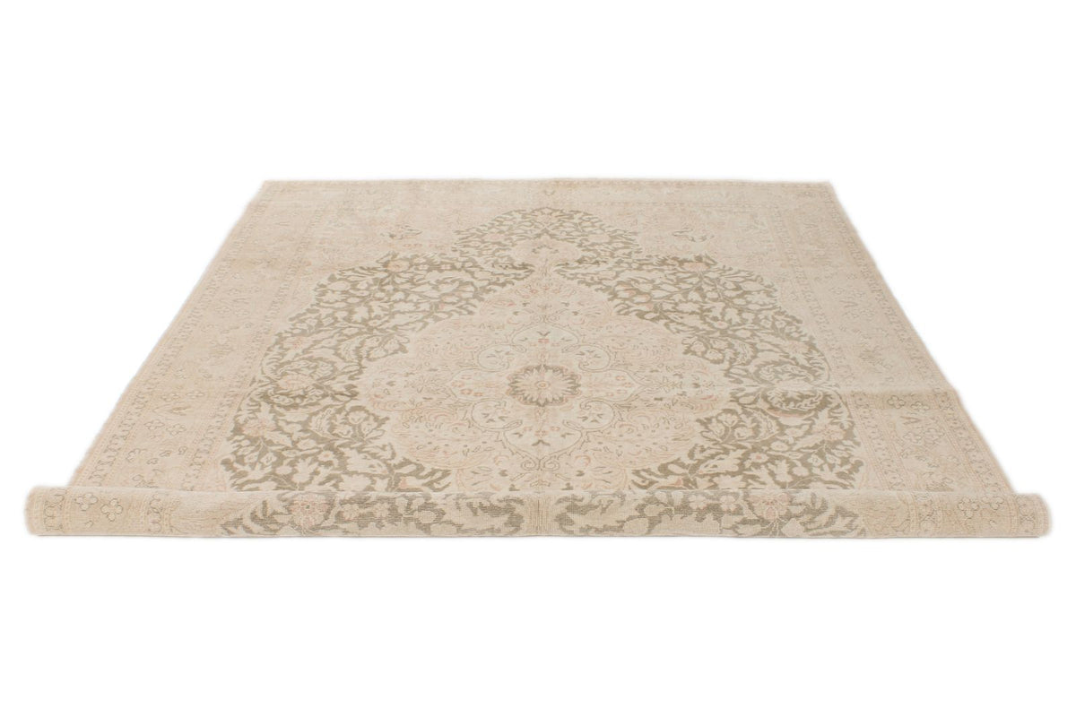 7x10 Beige and Brown Turkish Traditional Rug