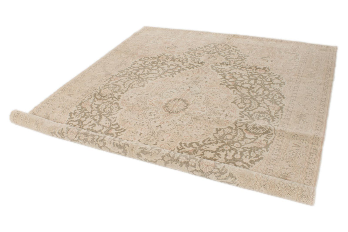 7x10 Beige and Brown Turkish Traditional Rug