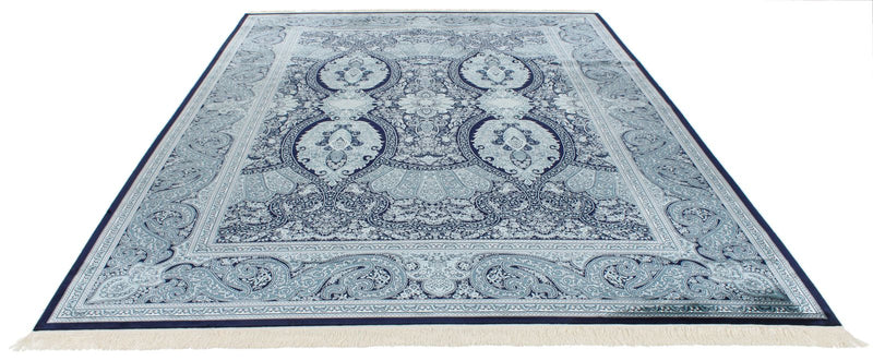 8x11 Navy and White Turkish Antep Rug