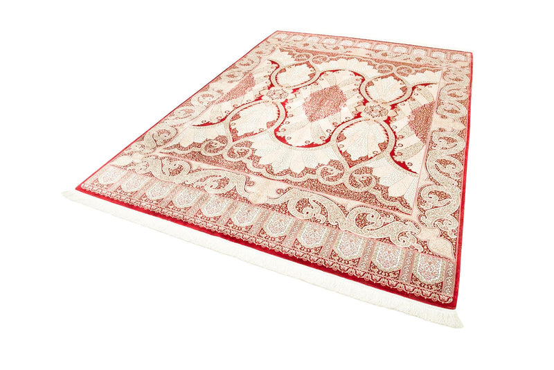 7x10 Red and White Turkish Antep Rug