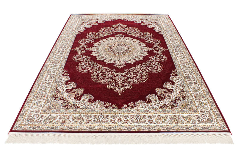 7x10 Red and Ivory Turkish Antep Rug