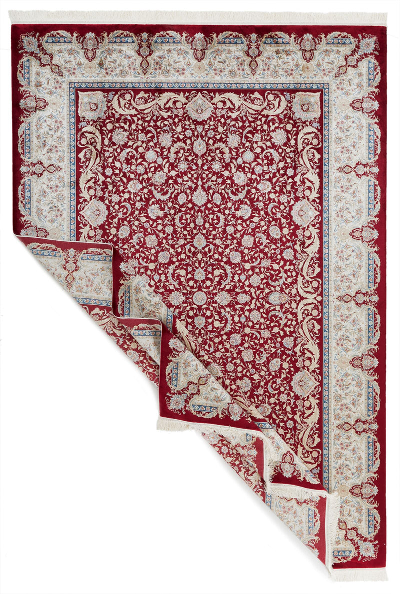 7x10 Red and Ivory Turkish Antep Rug