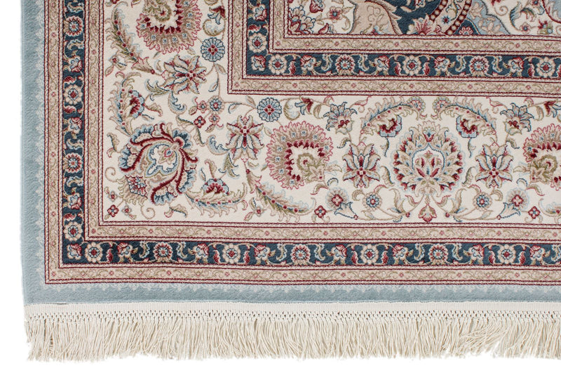 7x10 Blue and Ivory Turkish Antep Rug