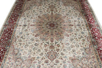 7x10 Ivory and Red Turkish Antep Rug