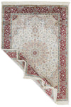 7x10 Ivory and Red Turkish Antep Rug