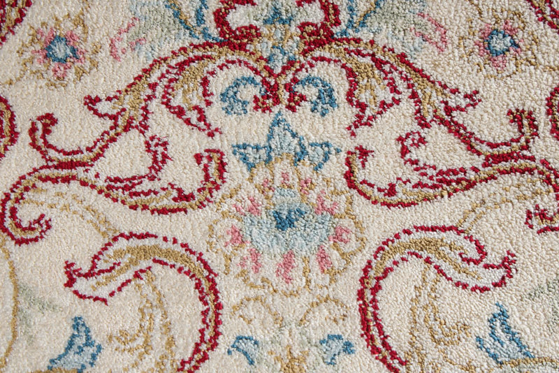 7x10 Ivory and Red Turkish Antep Rug