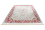 7x10 Ivory and Red Turkish Antep Rug