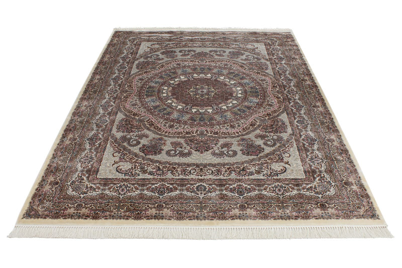 7x10 Ivory and Beige Turkish Antep Rug