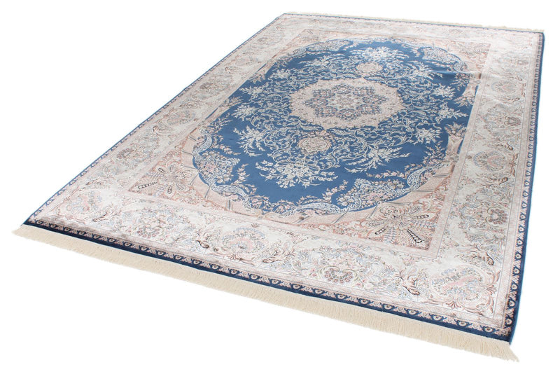 7x10 Blue and Beige Turkish Antep Rug