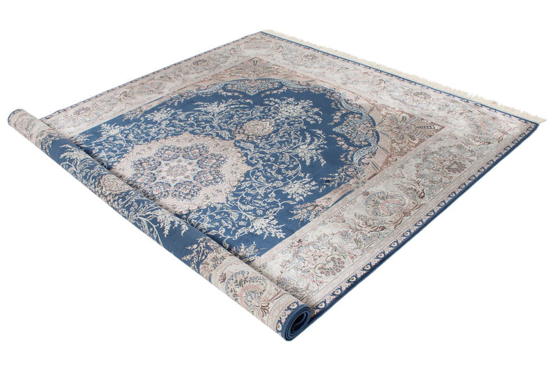 7x10 Blue and Beige Turkish Antep Rug