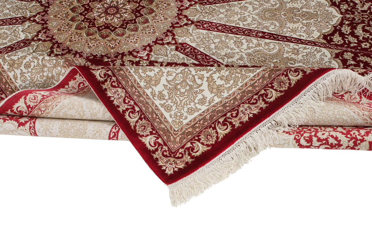 7x10 Red and Ivory Turkish Antep Rug