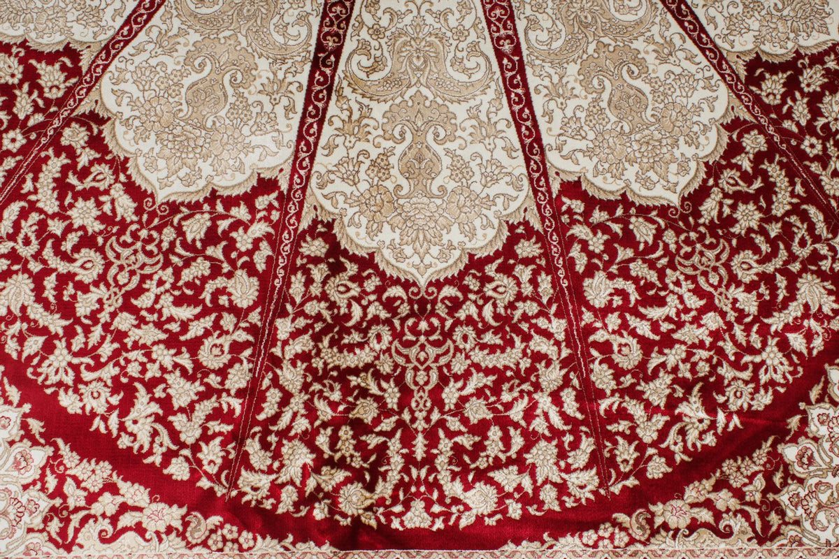 7x10 Red and Ivory Turkish Antep Rug