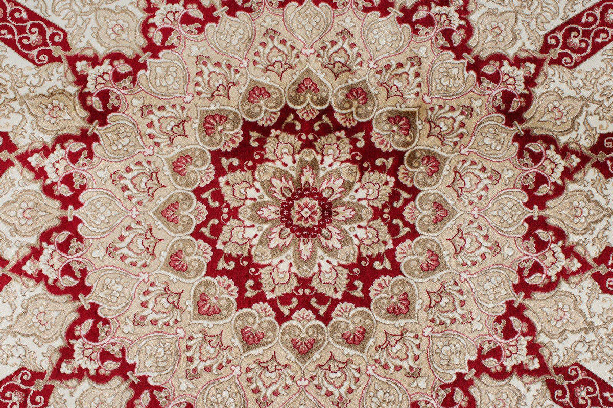 7x10 Red and Ivory Turkish Antep Rug