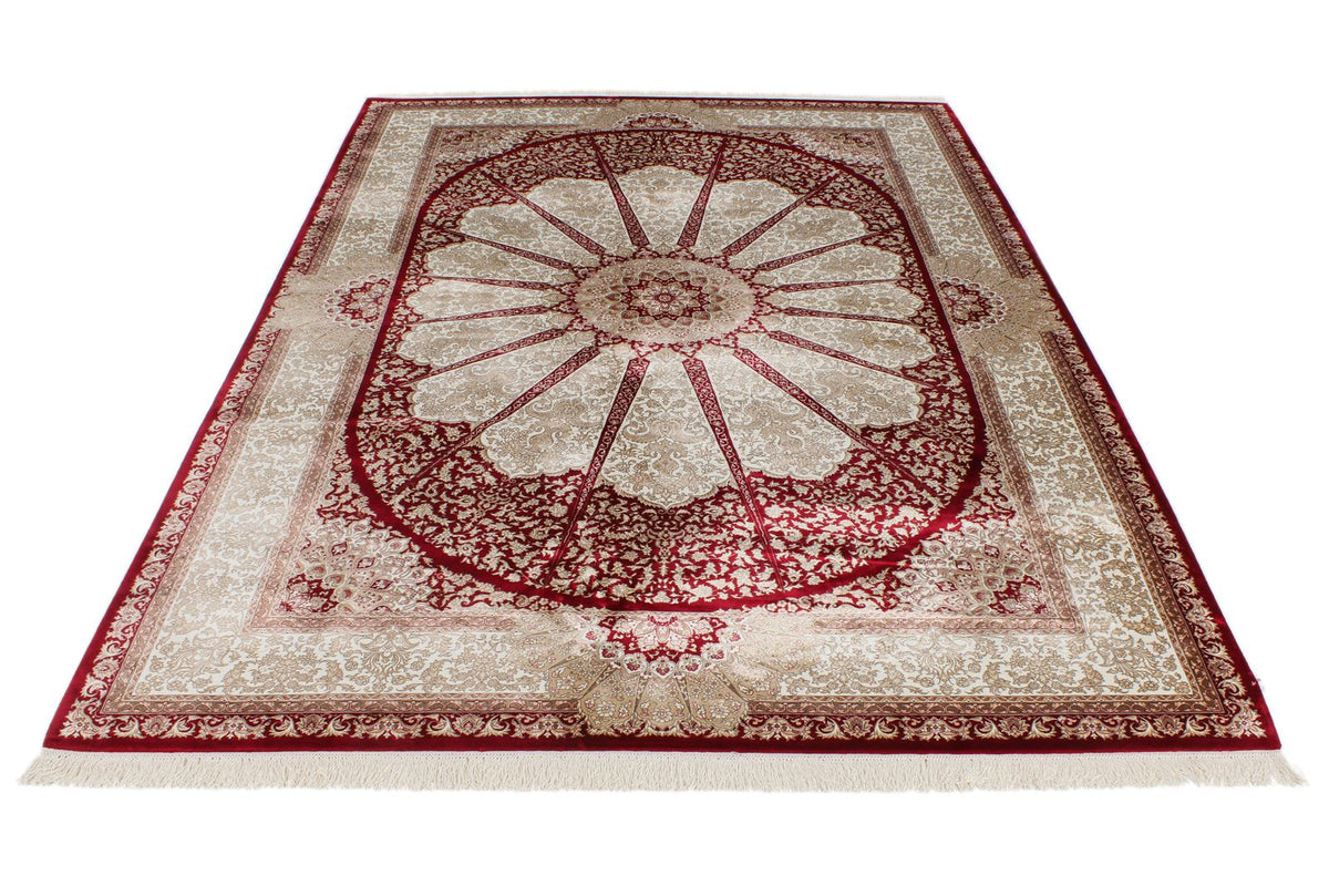 7x10 Red and Ivory Turkish Antep Rug