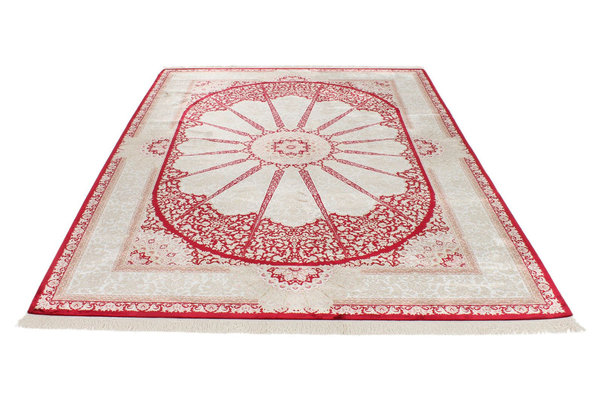 7x10 Red and Ivory Turkish Antep Rug