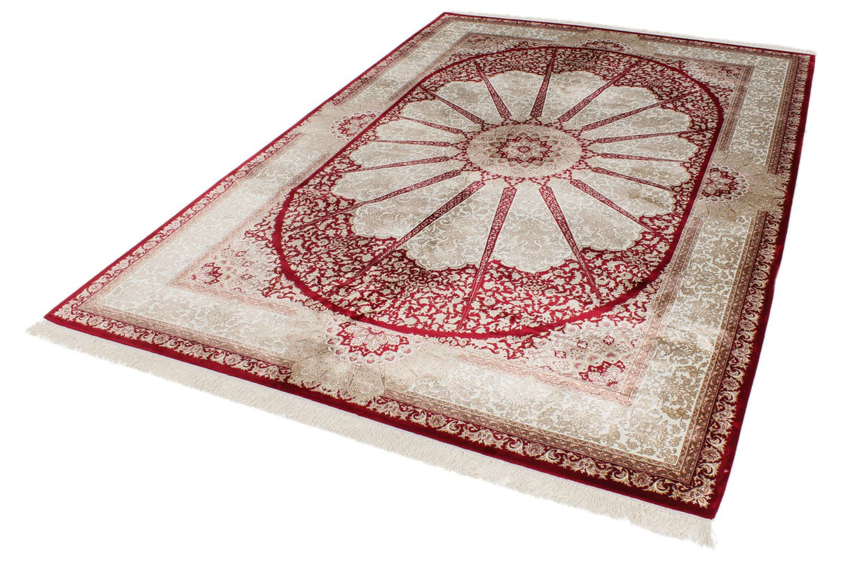 7x10 Red and Ivory Turkish Antep Rug