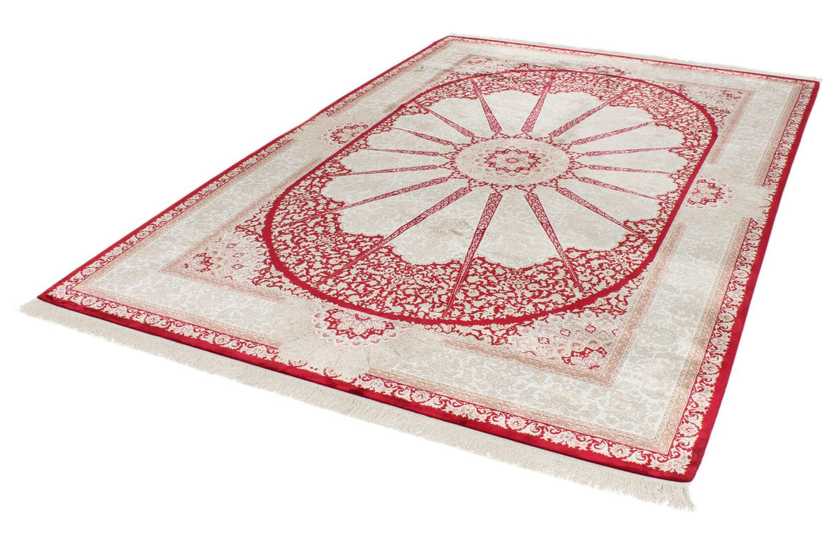 7x10 Red and Ivory Turkish Antep Rug
