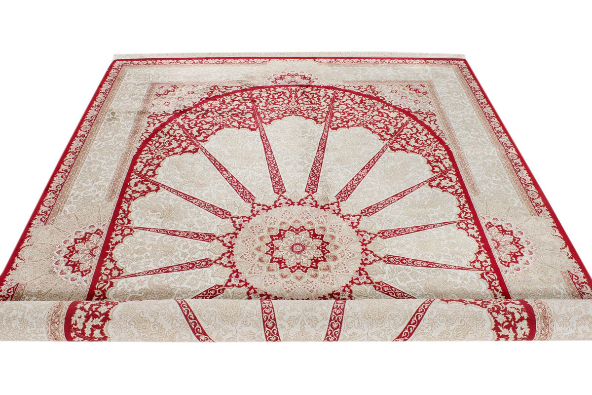 7x10 Red and Ivory Turkish Antep Rug