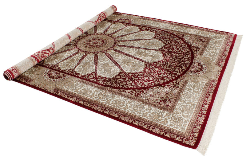 7x10 Red and Ivory Turkish Antep Rug