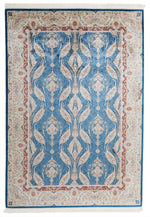 7x10 Blue and Ivory Turkish Antep Rug