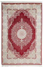 7x10 Red and Ivory Turkish Antep Rug