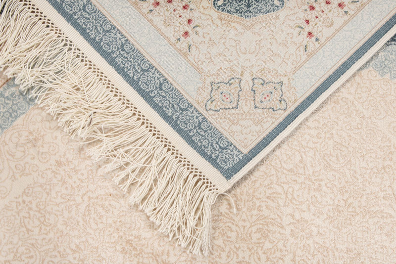 4x6 Ivory and Blue Turkish Antep Rug