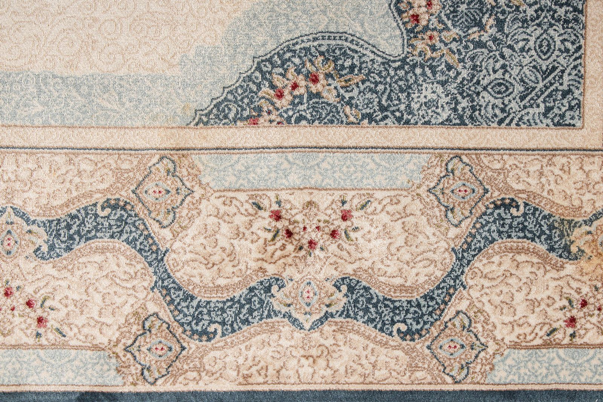 4x6 Ivory and Blue Turkish Antep Rug