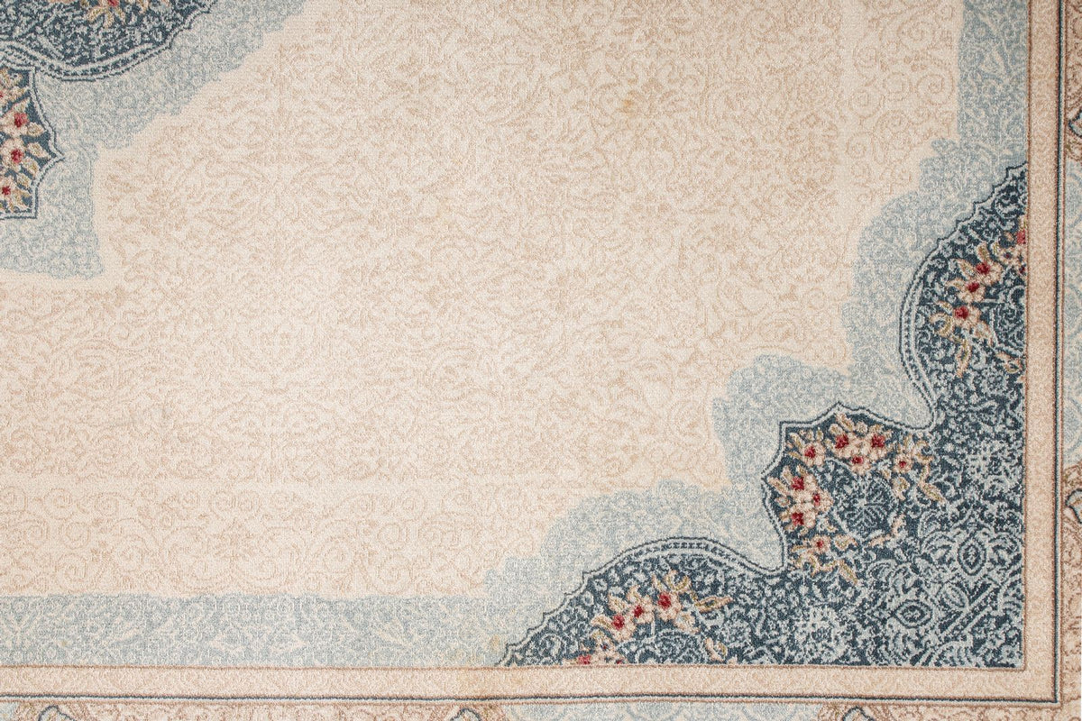 4x6 Ivory and Blue Turkish Antep Rug