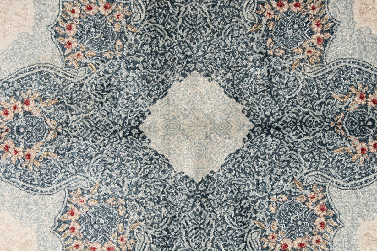 4x6 Ivory and Blue Turkish Antep Rug