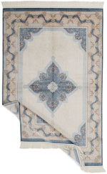 4x6 Ivory and Blue Turkish Antep Rug