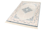 4x6 Ivory and Blue Turkish Antep Rug