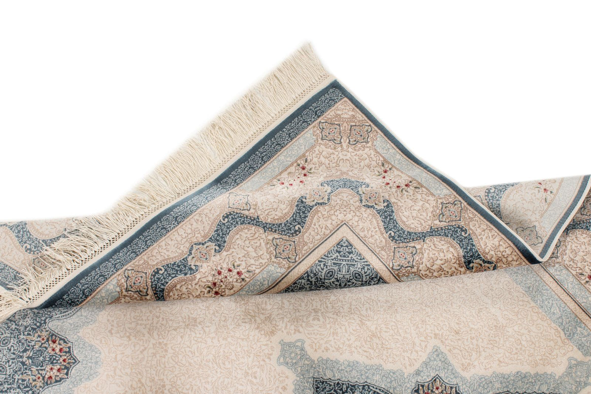 4x6 Ivory and Blue Turkish Antep Rug