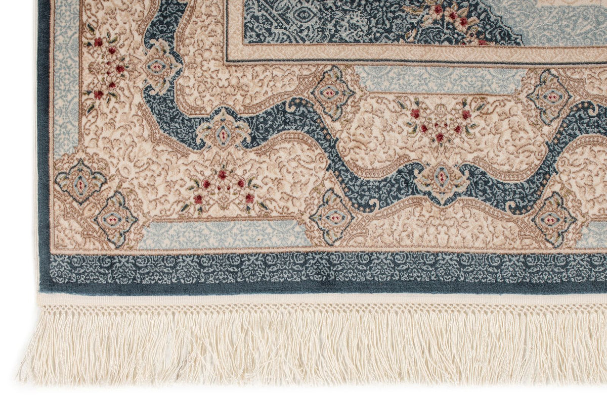 4x6 Ivory and Blue Turkish Antep Rug