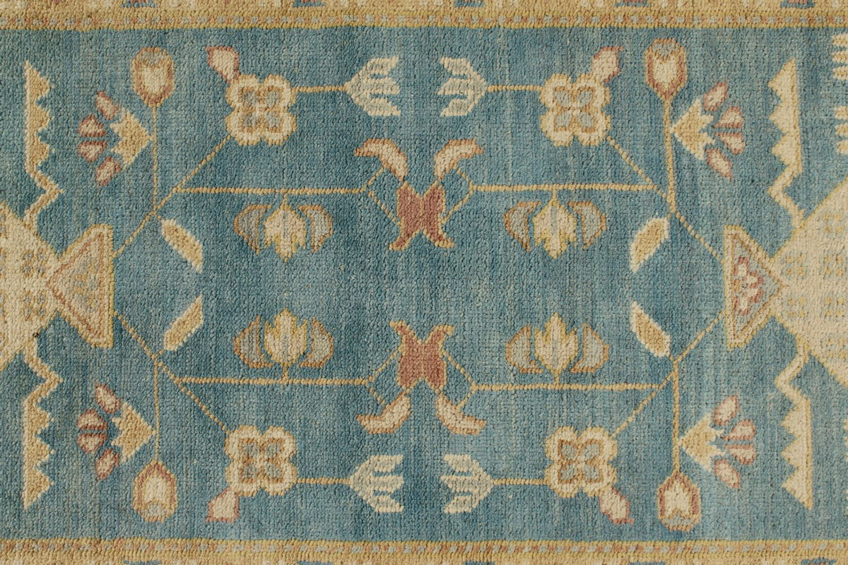 3x20 Light Blue and Ivory Turkish Tribal Runner