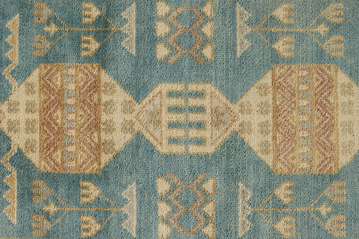 3x20 Light Blue and Ivory Turkish Tribal Runner